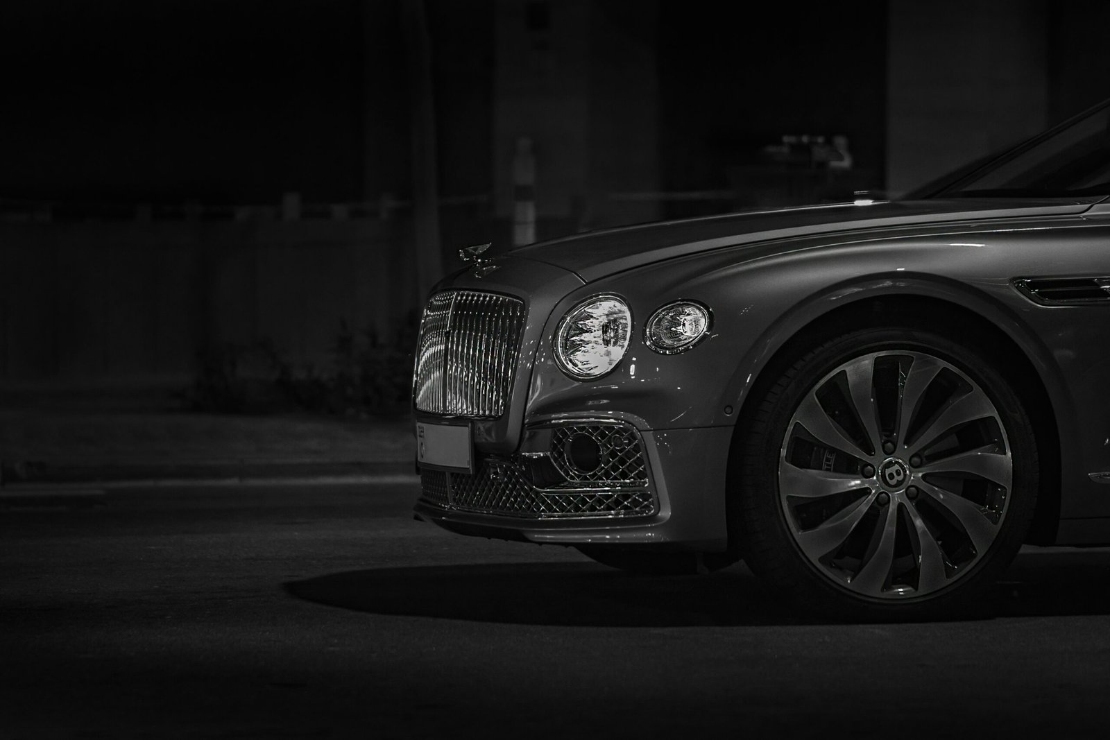 grayscale photo of mercedes benz car